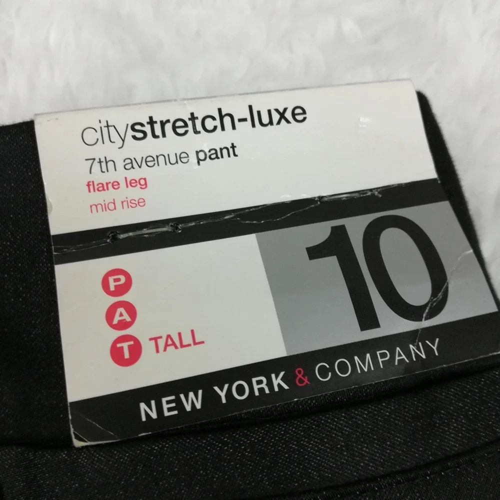 New York & Company Womens Pants Flare 7th Avenue Black Stretch Tall 10T New
